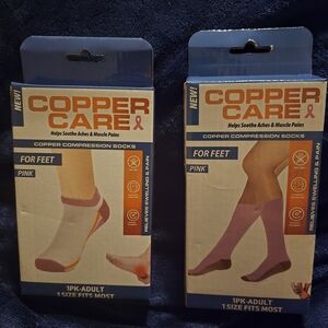 Set Of 2 Copper Care Compression Socks (1 Ankle, 1 Calf) NIB